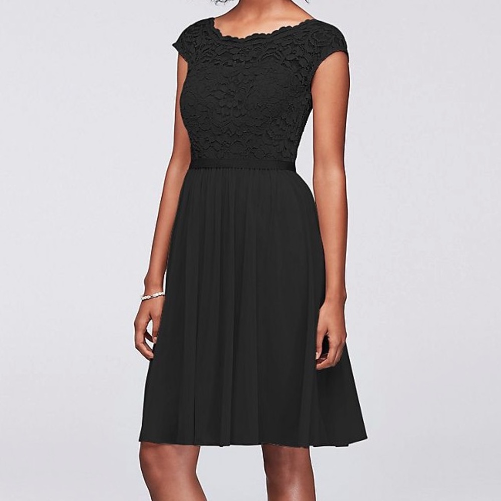 Short Lace and Mesh Dress with Illusion Neckline